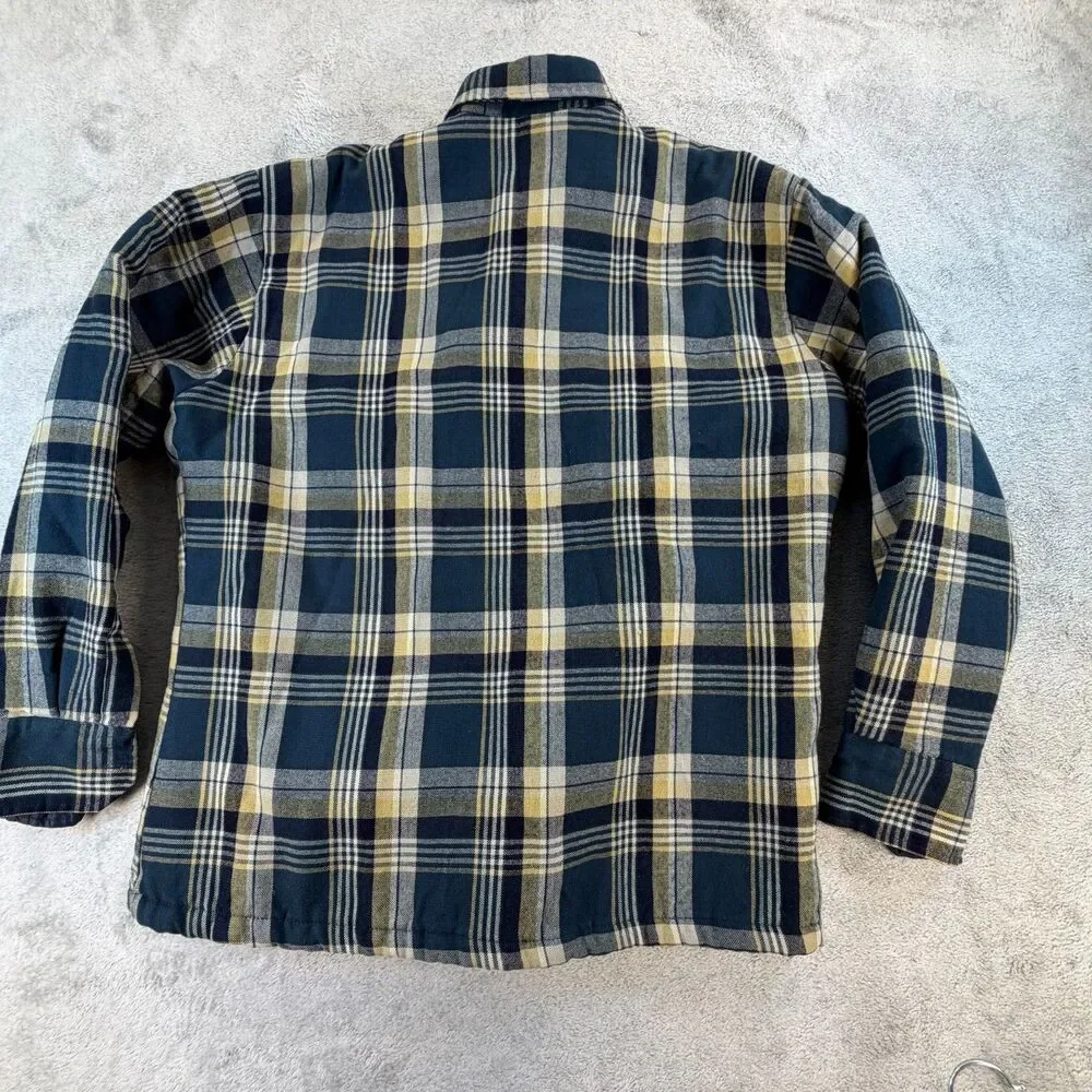 Oakton Ltd Vintage Flannel Shirt Jacket Mens Large Plaid Quilted Lined